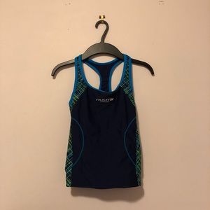 Roots Swim Kids Girls Blue and Green Swimsuit Tankini Top